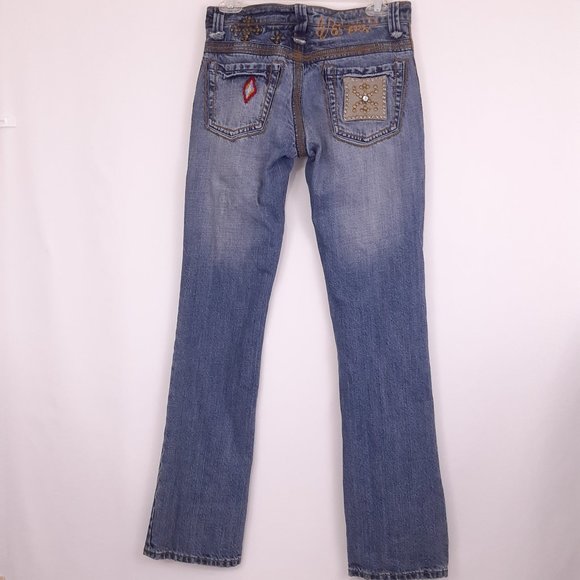 Western Denim Bank Jeans Embroidered 100% Cotton Size 27 - Picture 2 of 10